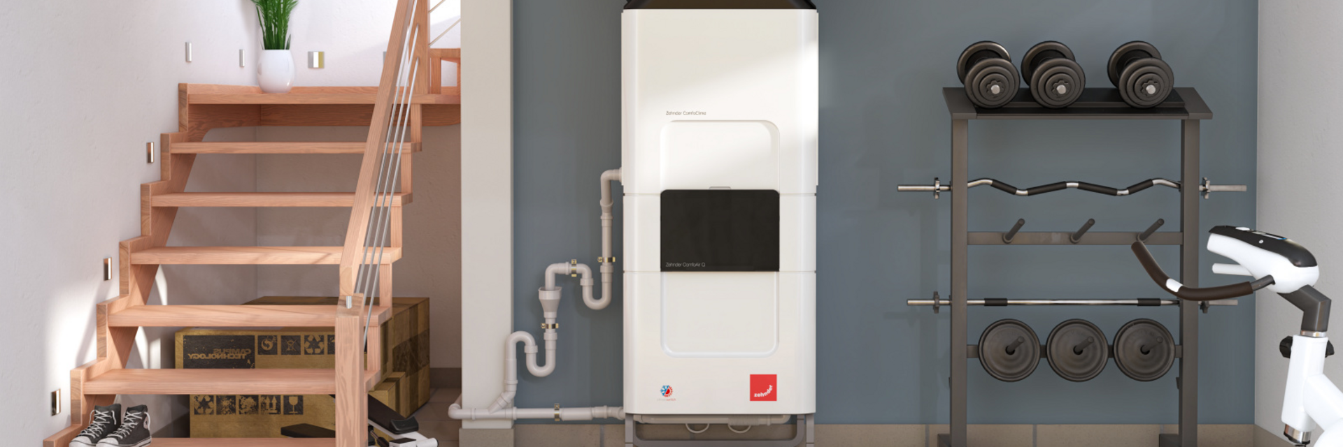 Rendering Zehnder ComfoClime 36 Comfortable indoor ventilation Front view
