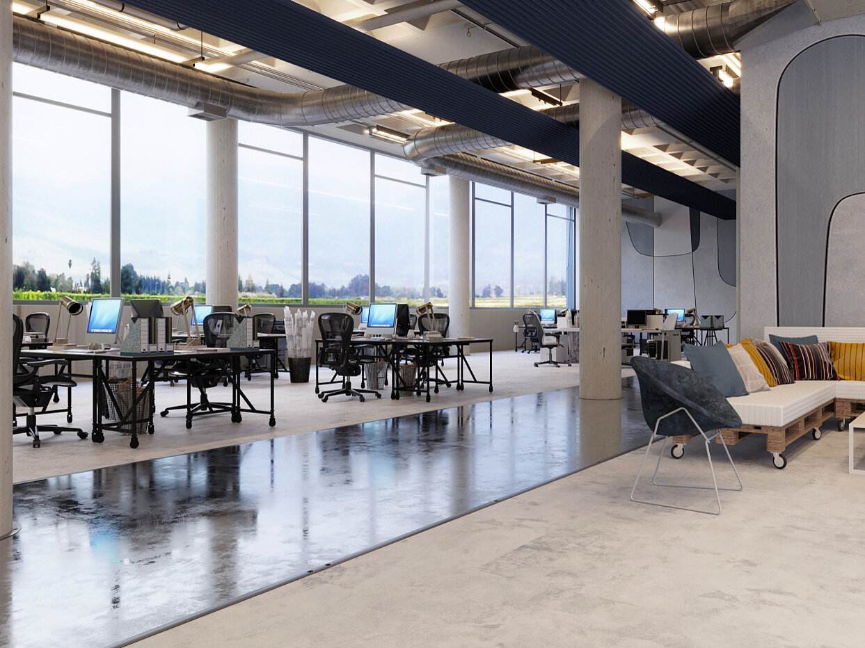Large open-plan office, Modern, RHC, Urban